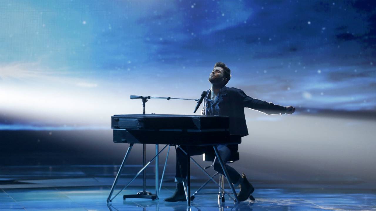 Duncan gaf alles tijdens zijn optreden op het Eurovisie Songfestival. (Foto: ANP)