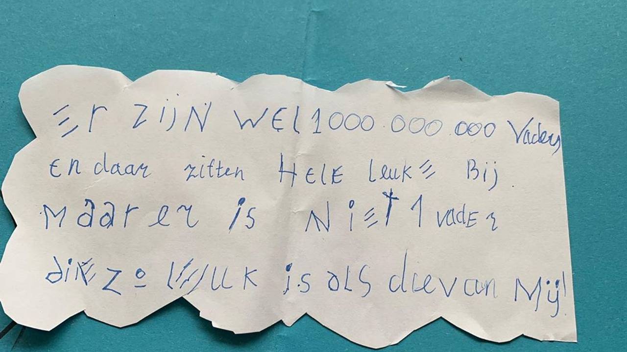 Frans Bauer werd verrast met dit briefje. Foto: familie Bauer.