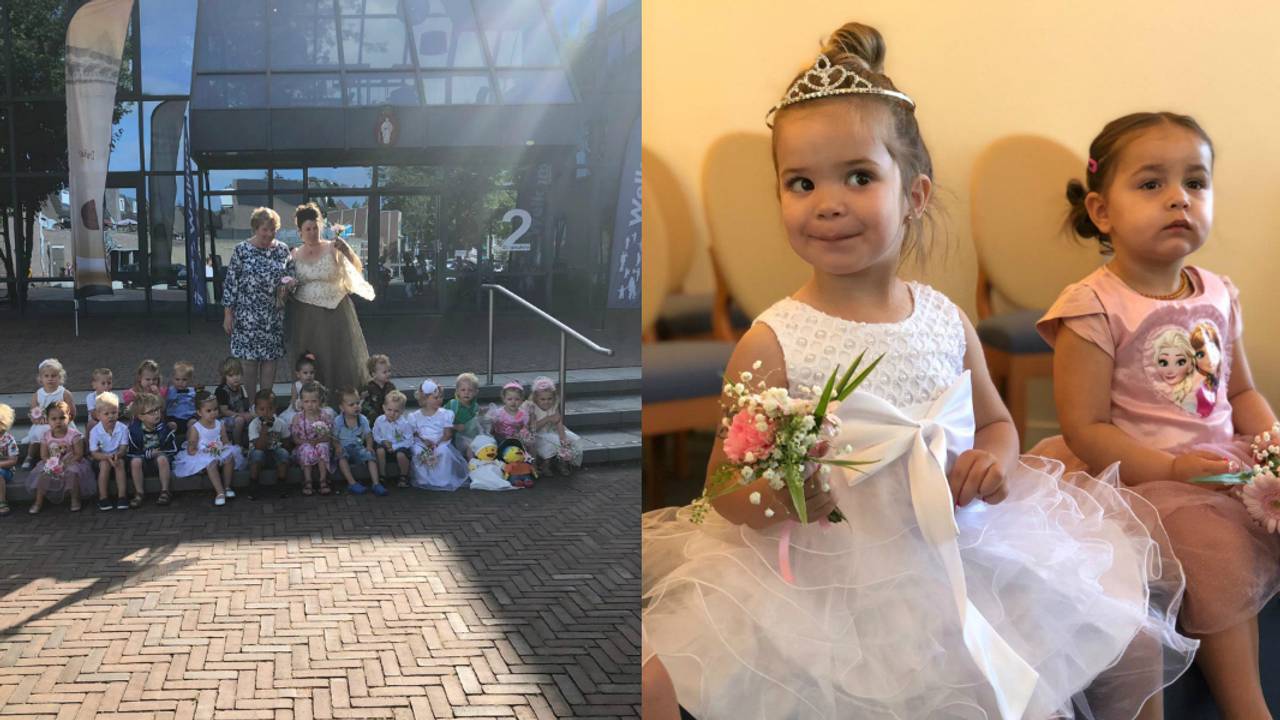 De kinderen zijn opgedoft voor hun  'bruiloft' (foto: Michelle Peters)