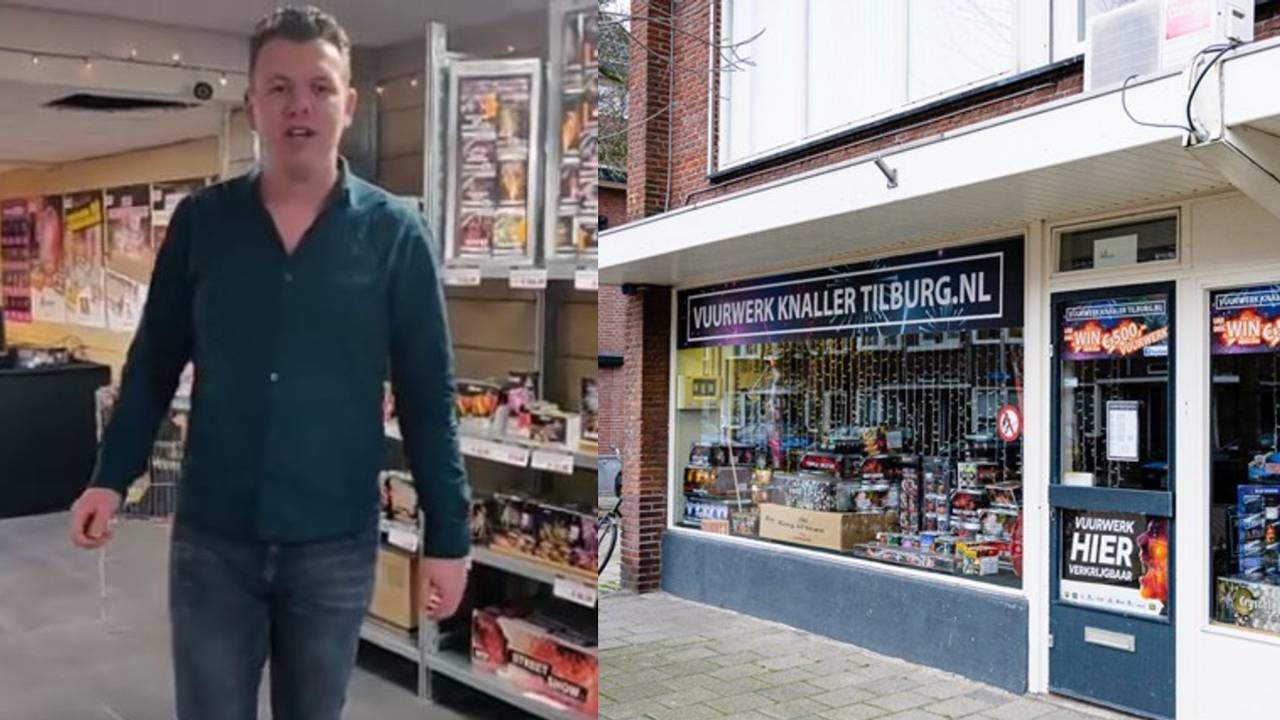 Eigenaar Bart Landsmeer van Vuurwerk Knaller Tilburg (foto's: De Vuurwerk Knaller/Facebook& Jack Brekelmans/Persburo BMS).