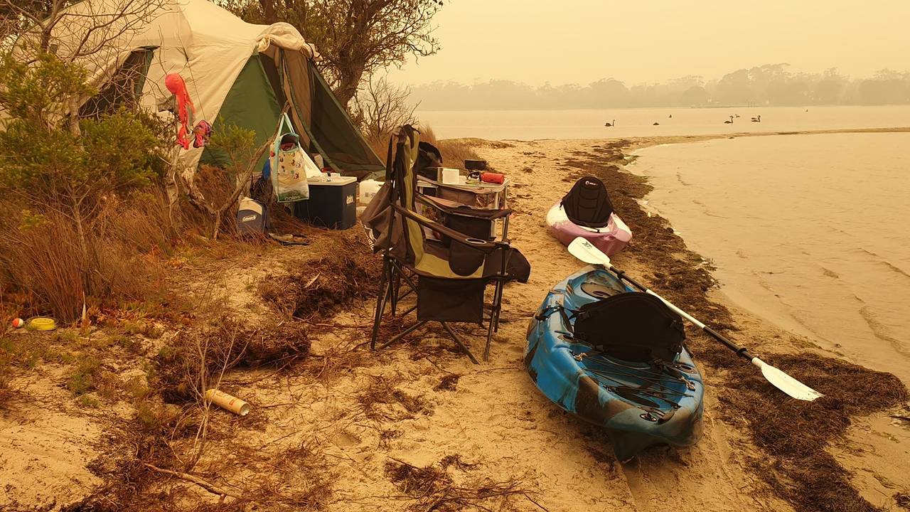 Eindhovenaar Daniel Hurkenesis kampeerde in Australië maar werd geëvacueerd (foto: Daniël Hurkenesis).