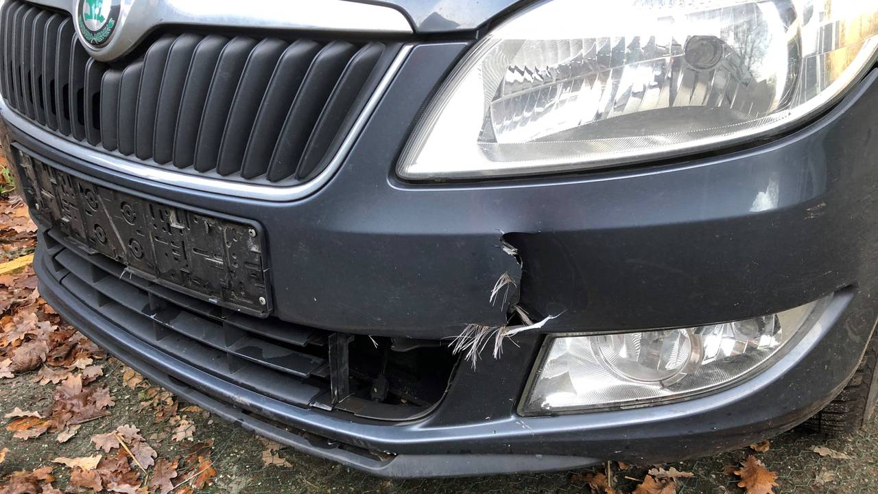 Schade aan de auto van Ans. (Foto: Ans van Horne)