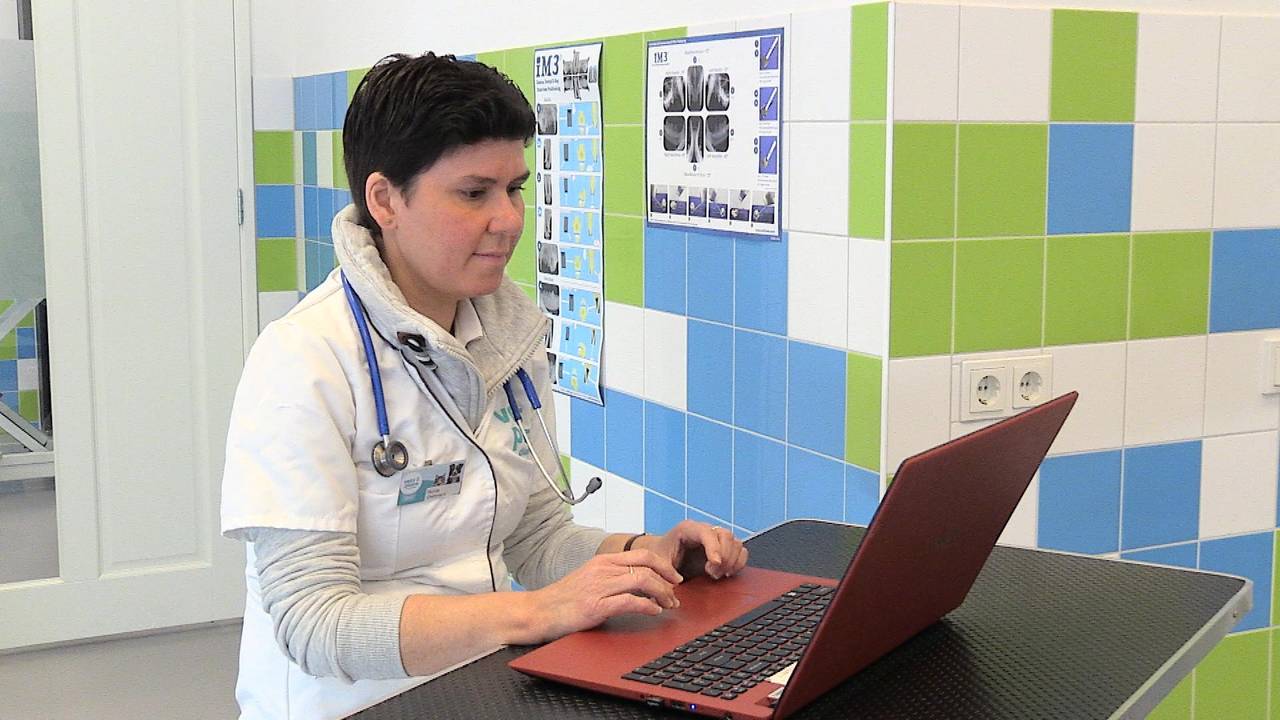 Dierenarts Nicole Lavrijssen houdt online consults in coronatijd. (foto: Tom van den Oetelaar)