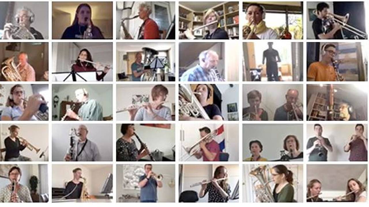 Een deel van de orkestleden van Sub Umbra uit Veldhoven. (Beeld: YouTube)