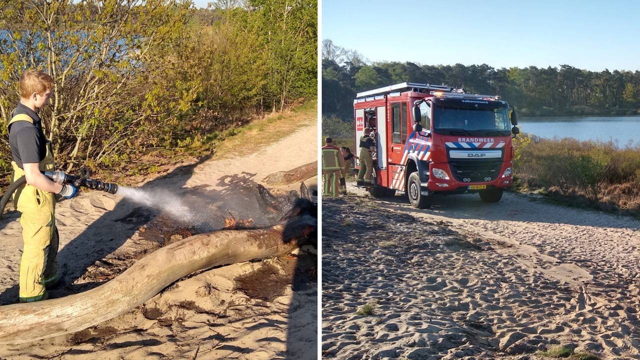 De brandweer had het vuur snel onder controle (Foto's: Brandweer Valkenswaard/Twitter).