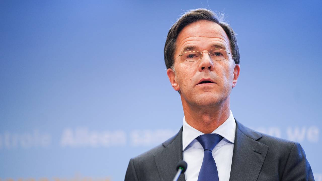 Premier Mark Rutte tijdens de persconferentie. (Foto: ANP)