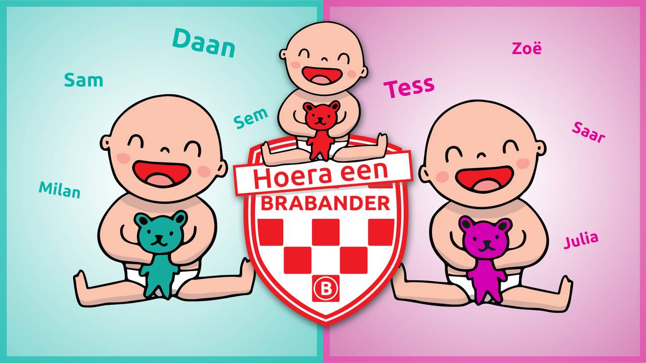 Daan en Tess zijn de populairste jongens- en meisjesnamen in Brabant.