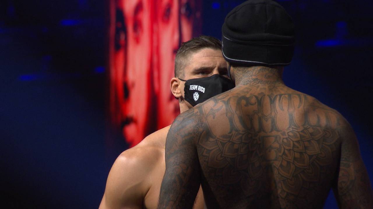 Rico Verhoeven in staredown tegen Hesdy Gerges