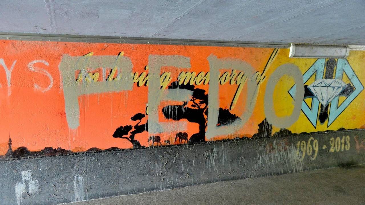 Het kunstwerk is onder gekalkt (foto: Perry Roovers/SQ Vision Mediaprodukties).