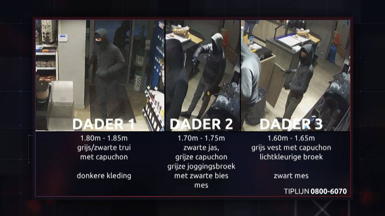 De drie daders van de overval zijn op beeld vastgelegd