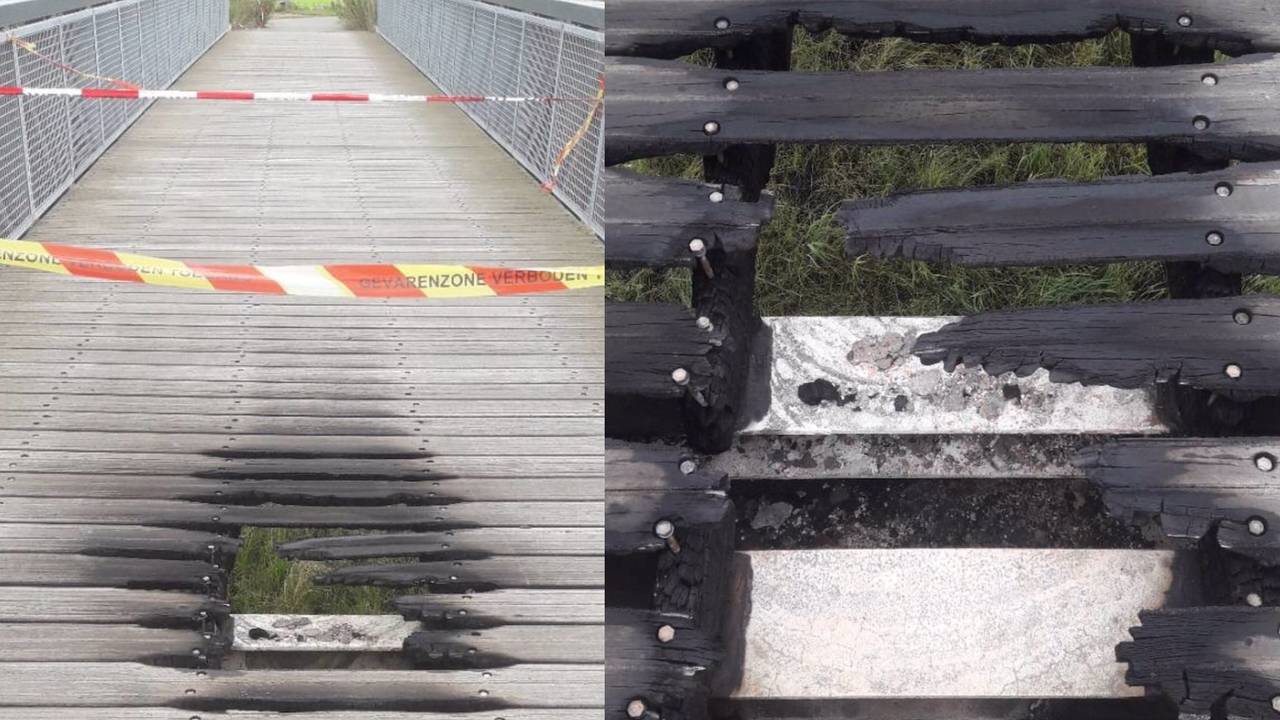 De in brand gestoken brug (foto: gemeente Sint-Michielsgestel).