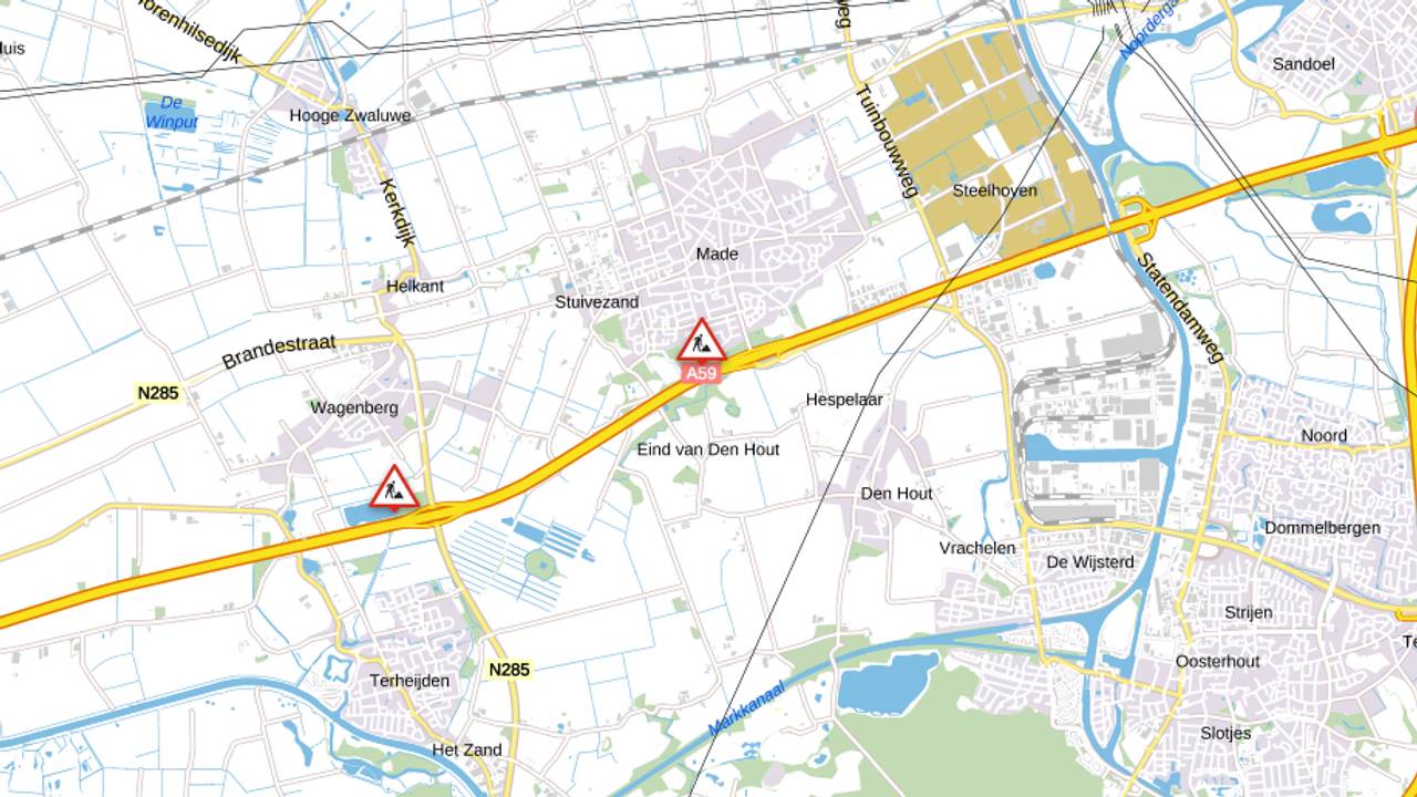 Werkzaamheden op de A59 (foto: Rijkswaterstaat)