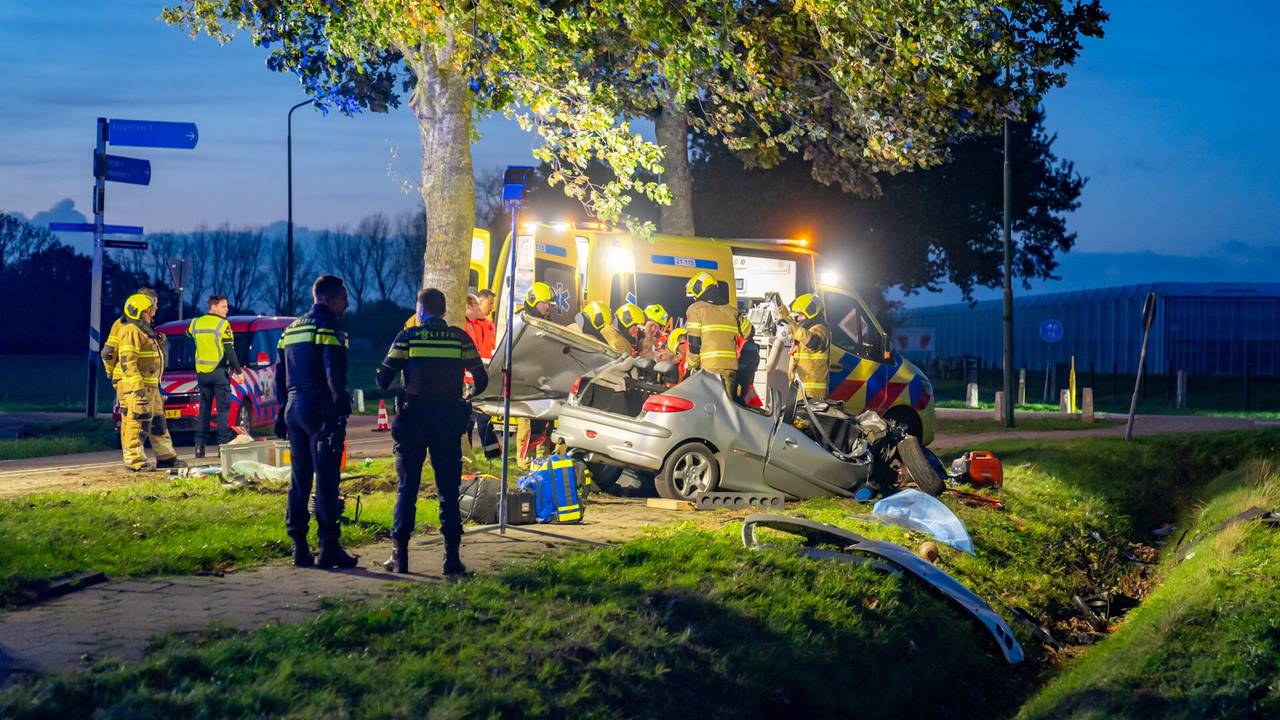 Man overleden na botsing tegen boom in Hedikhuizen.