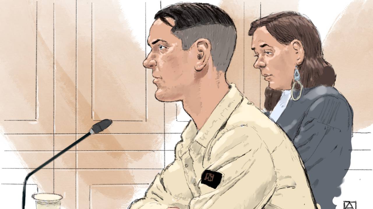 Wesley W. in de rechtbank (tekening Aloys Oosterwijk / ANP).