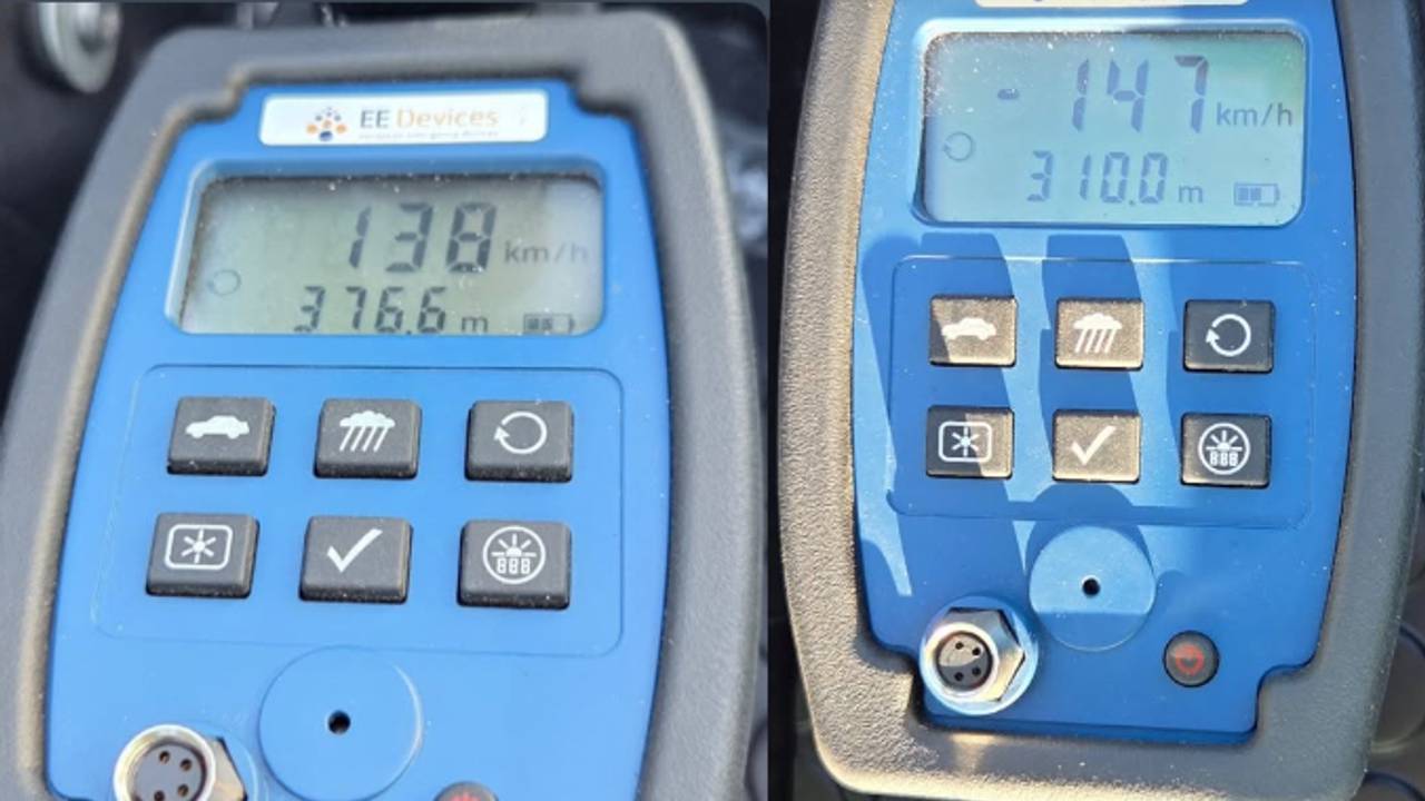 Snelheidscontrole in Maren-Kessel (foto: Instagram verkeerspolitie Oost-Brabant).