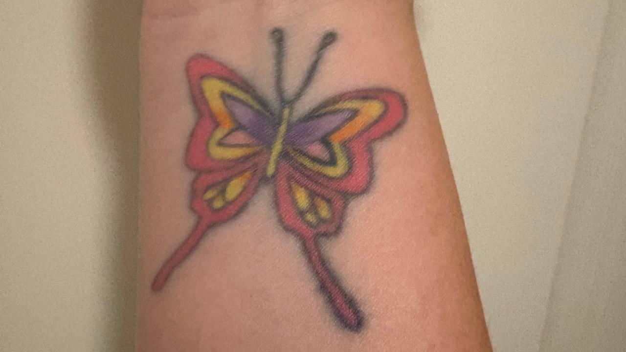 De tattoo die symbool staat voor Noëlla's overleden dochtertje Femke (eigen foto).
