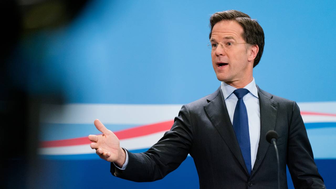 Mark Rutte tijdens een eerdere persconferentie (foto: ANP/Bart Maat).