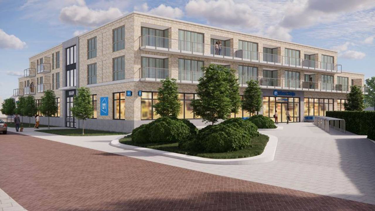 De supermarkt en appartementen (afbeelding: gemeente Land van Cuijk).