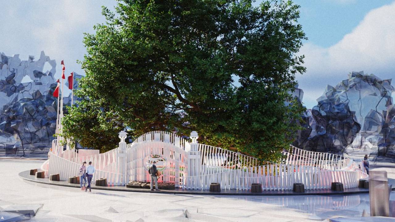 Een impressie van hoe het monument rondom de PSV-gedenkplek er uit moet komen te zien. (Foto: PSV.nl)