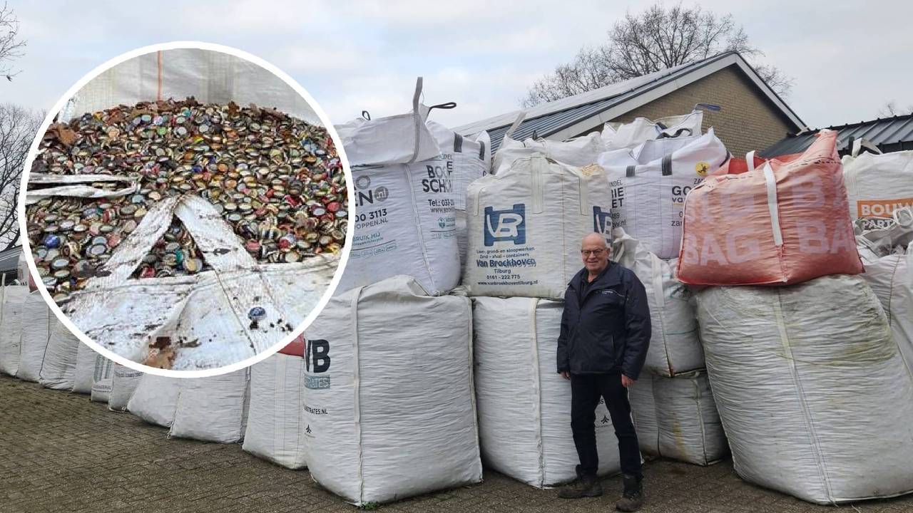 Jac heeft 20 miljoen bierdopjes verzameld voor het goede doel (foto: Marcel Teunissen).