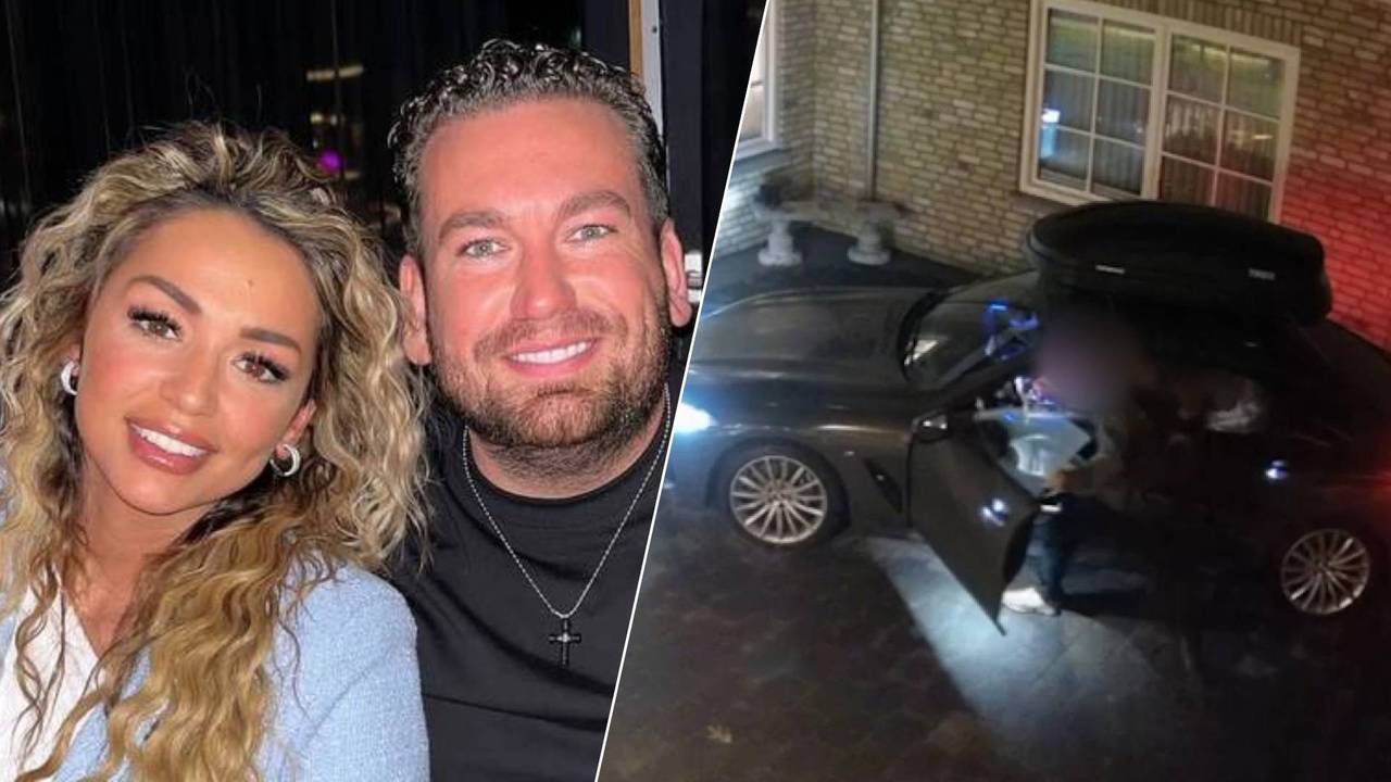 Links: Sander en zijn vrouw Sylvana. Rechts: de auto van Sander werd gestolen met zijn kinderen er nog in (Foto: Sander Kwarten.)