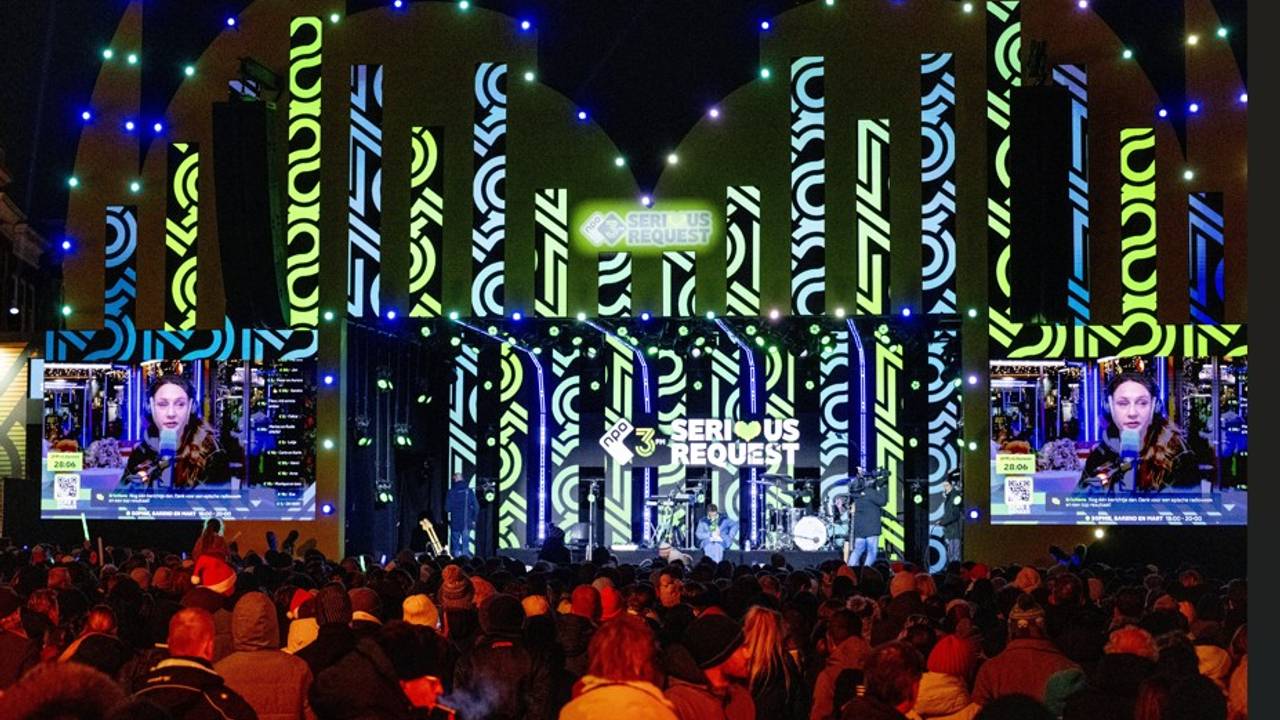 Finale van 3FM Serious Request op de Markt in Den Bosch (foto: ANP).