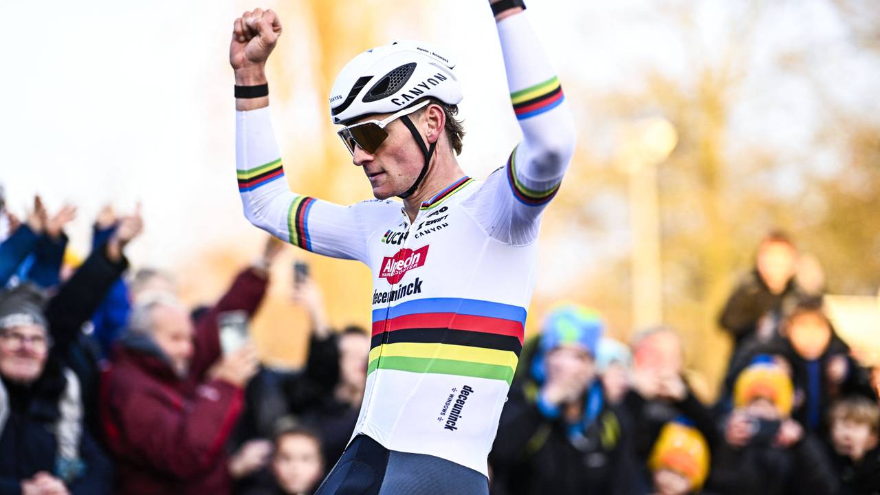 Mathieu van der Poel na zijn overwinning afgelopen maandag (Foto: ANP).