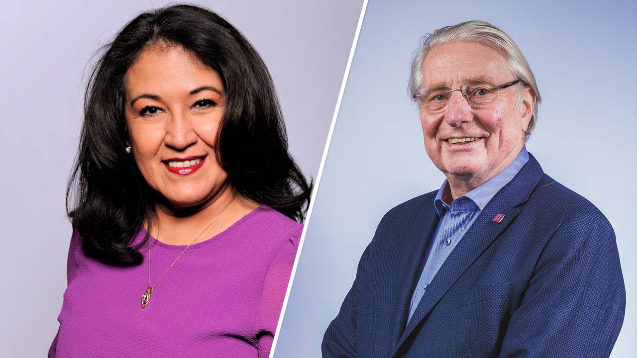 Adriana Hernández (links) en Henry Liebregts wilden beide lijsttrekker worden voor 50PLUS in Den Bosch (foto: Dtv Nieuws).