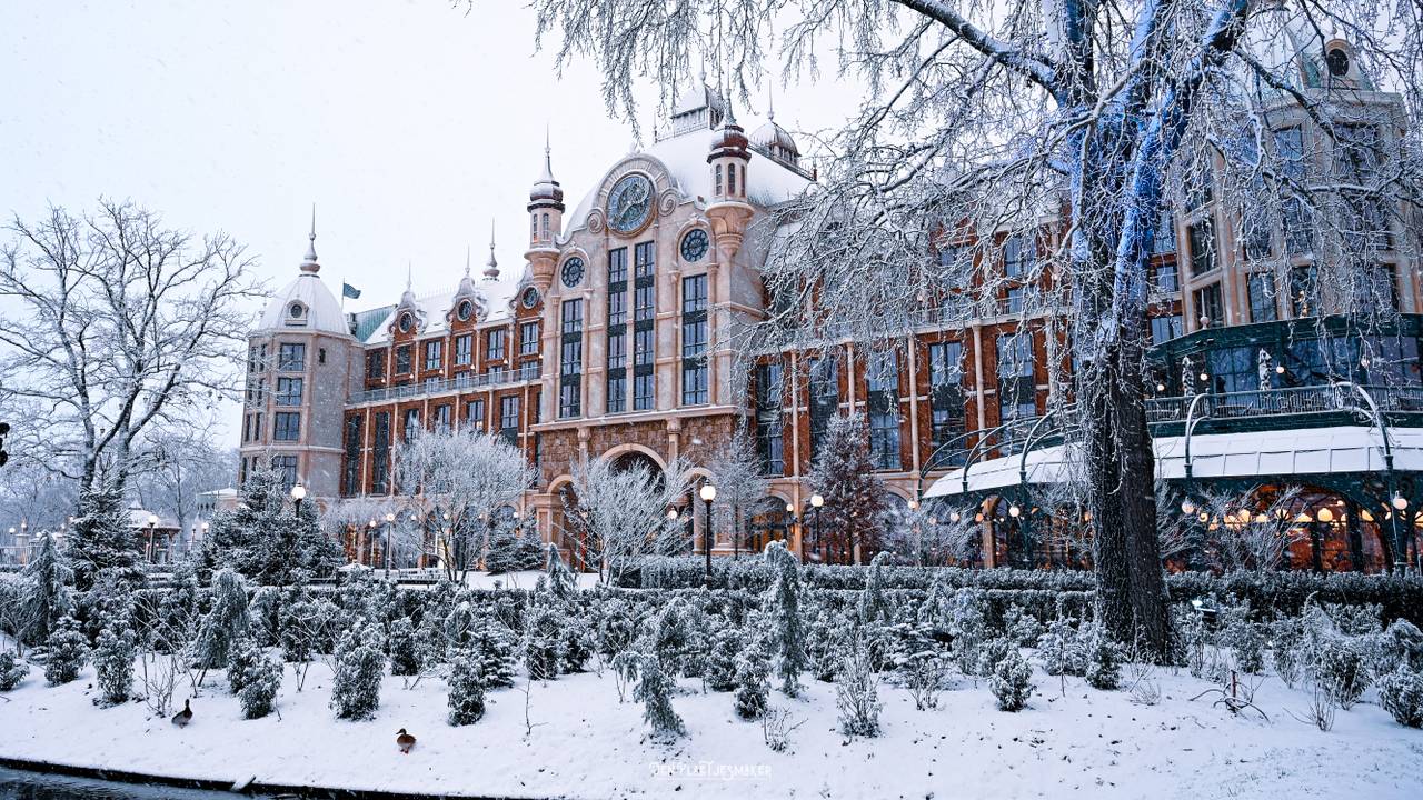 De sneeuw zorgt voor mooie taferelen in de Efteling (foto: René van Seeters).