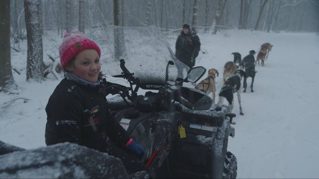 Kleine Zohra (9) traint haar acht sledehonden nu in Brabantse sneeuw
