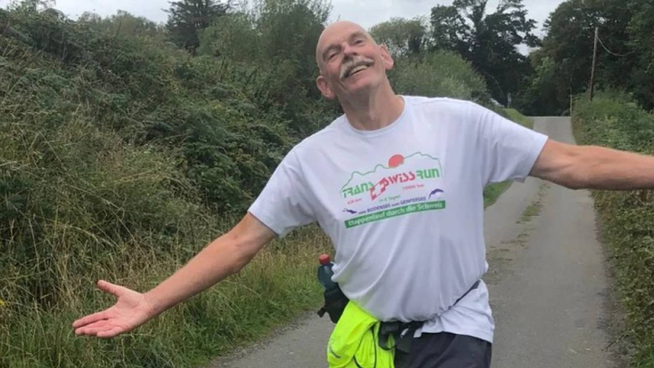 Willem Mütze, als marathonloper.