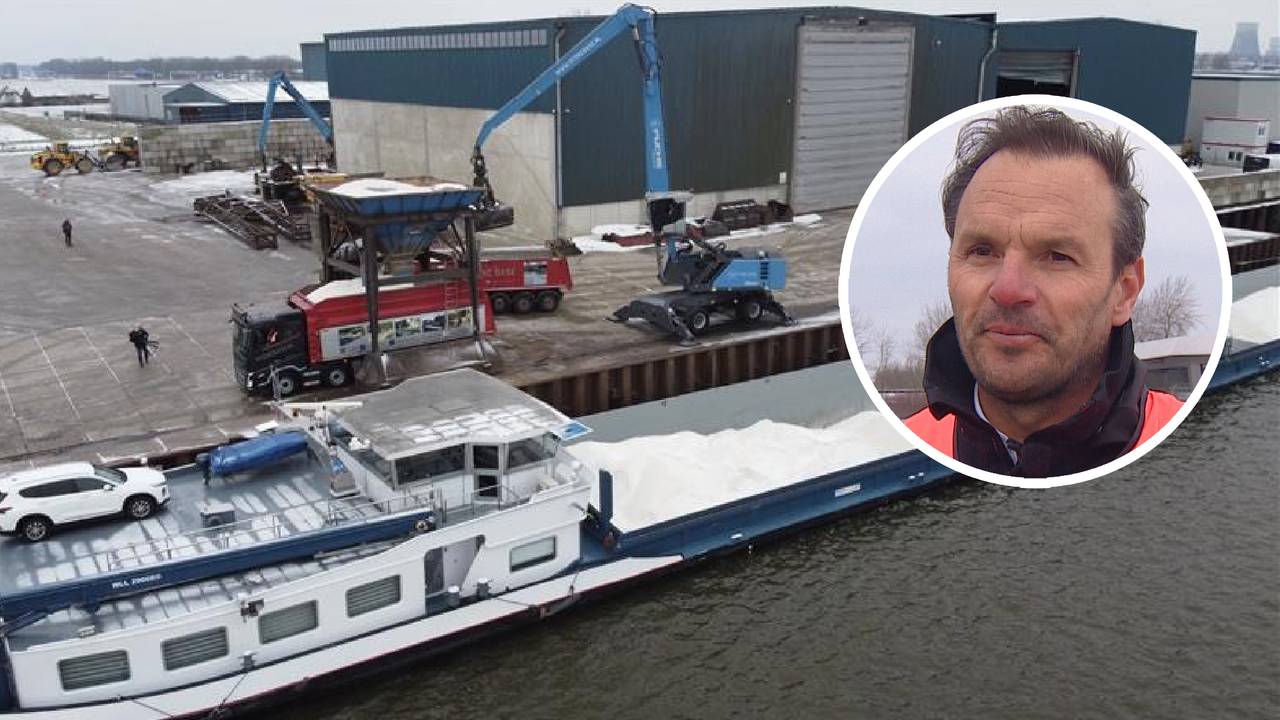 Schip met strooizout moet zouttekorten in het land oplossen (foto's: Omroep Brabant).