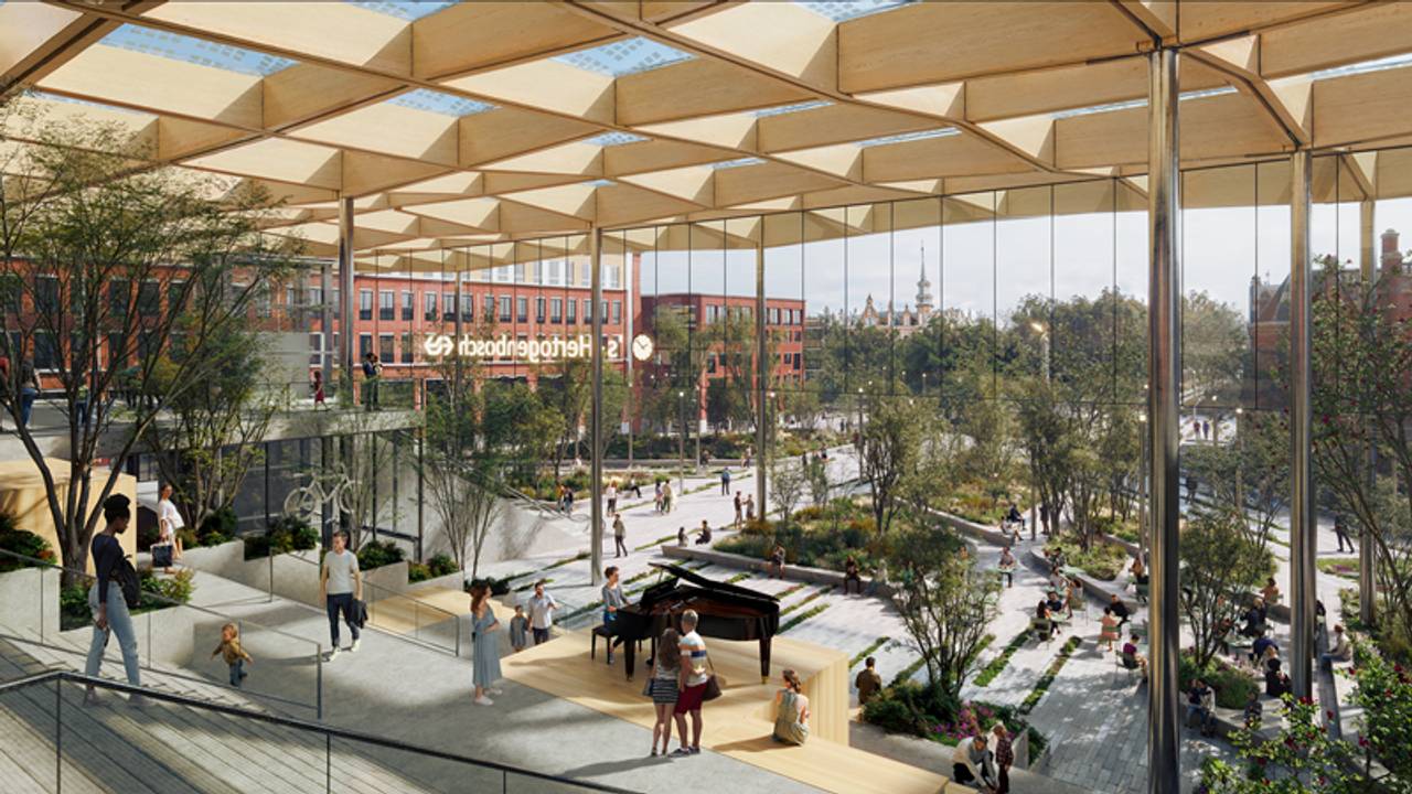 Zo komt de voorkant van het station in Den Bosch er mogelijk uit te zien (foto: gemeente Den Bosch).