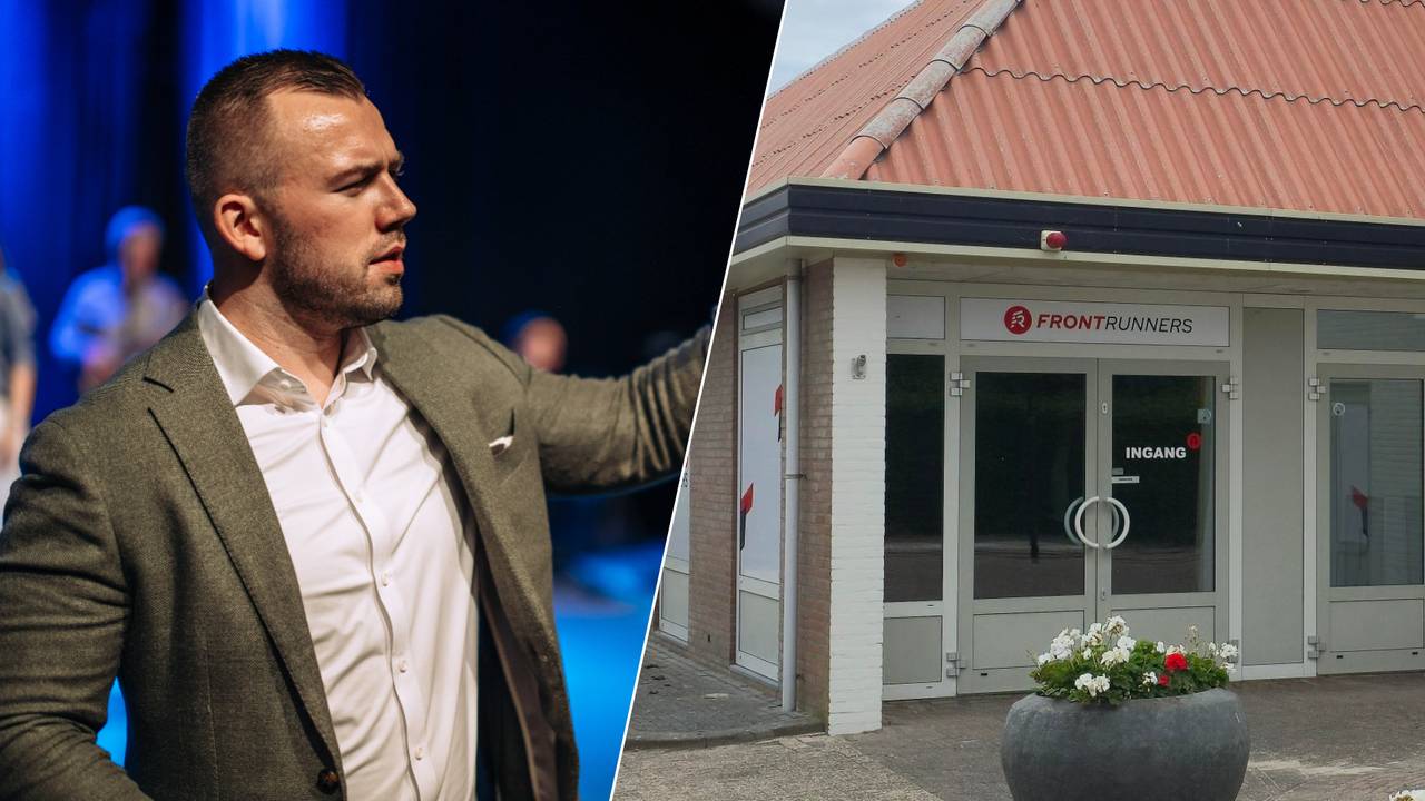 Links: Tom de Wal tijdens een dienst (foto: Facebook Frontrunners Ministries), rechts: Pand van Frontrunners in Dussen (foto: Omroep Brabant).