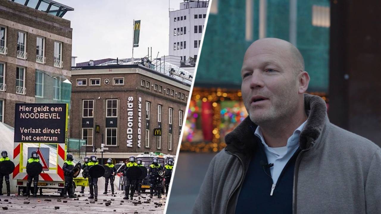 Robert kwam voor een demonstratie naar Eindhoven, niet om te rellen (foto: SQ Vision / Omroep Brabant). 