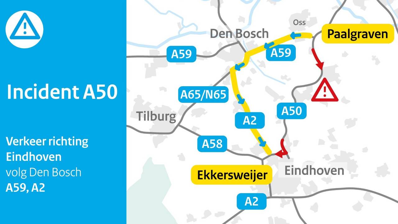 Flinke file op de A50 richting Eindhoven. (Foto: Rijkswaterstaat).
