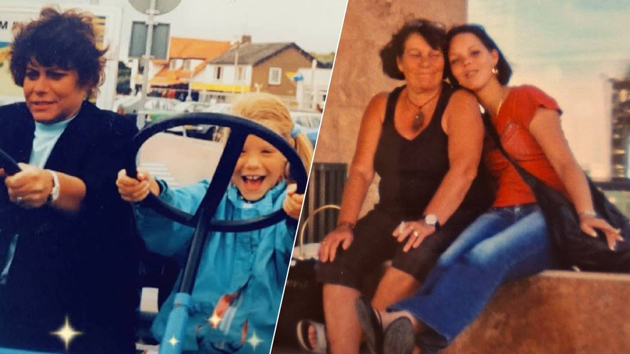 Maaike en haar tante op de skelter (links) / Maaike en haar tante op vakantie in Turkije (rechts).