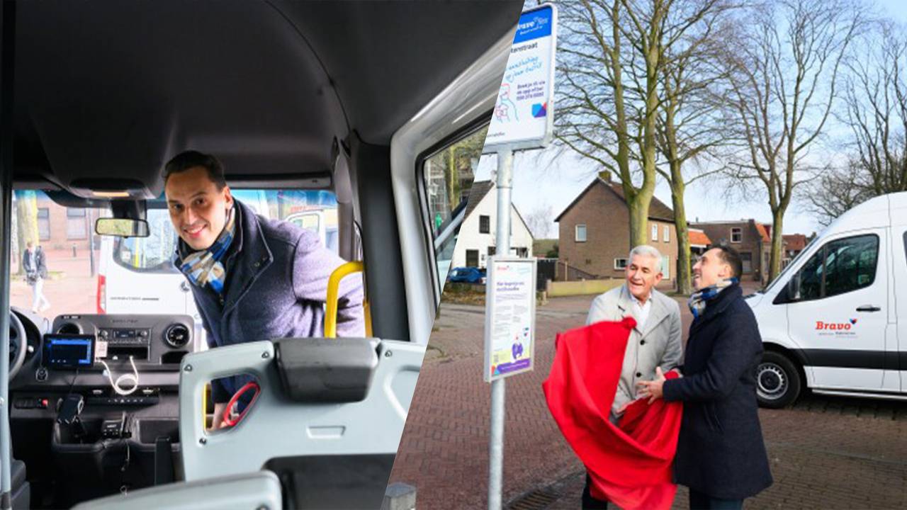De wethouder en gedeputeerde opende de halte met een rit naar Waalwijk (foto's: Provincie Noord-Brabant).