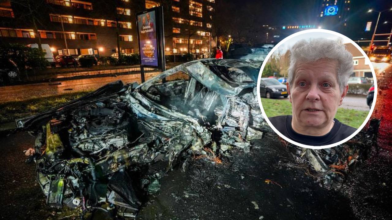 Omstanders filmen de ravage na de crash aan de Marconilaan in Eindhoven (foto: privé).