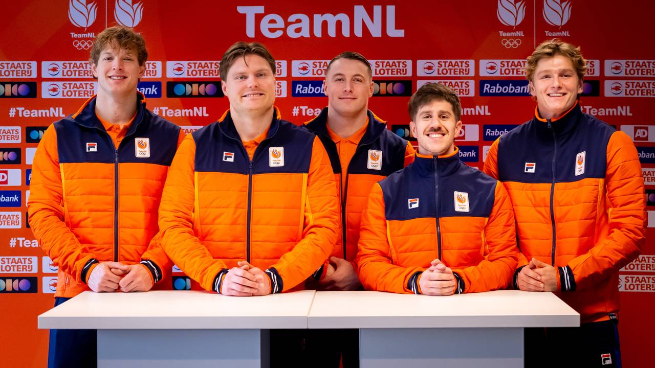 Jelen Franjic, Dave Wesselink, Janko Franjic, Stephan Huis in ’t Veld en Timme Koster doen mee aan de Olympische Winterspelen (foto: Iris van den Broek / ANP).