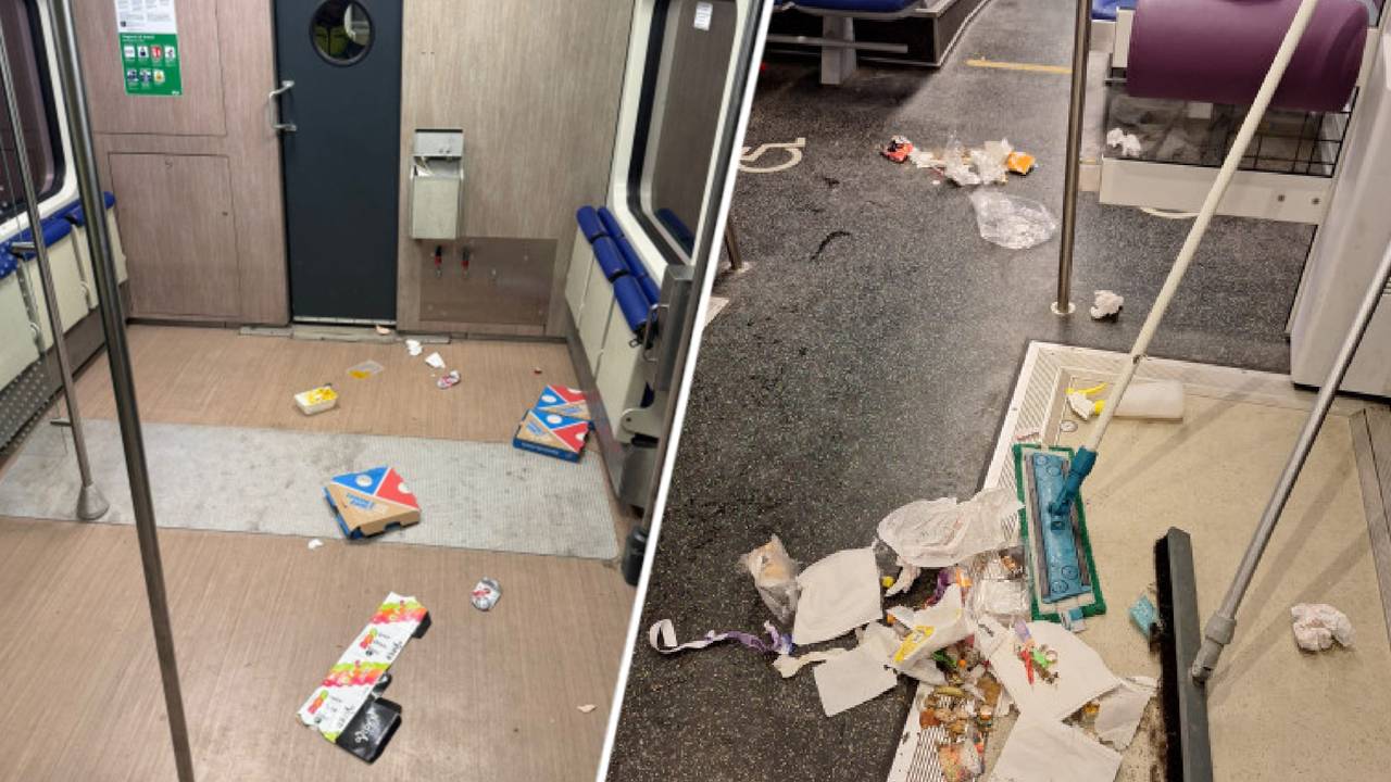 Troep in NS-treinen (foto's: NS).