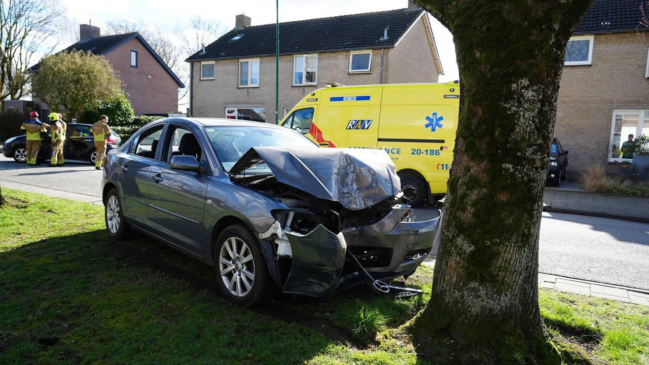 Auto rijdt door heg, ramt geparkeerde wagen en botst tegen boom in Gilze