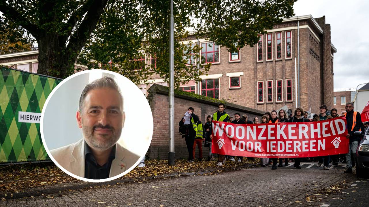 In 2021 gingen inwoners van Tilburg nog de straat op voor een woonprotest (foto: ANP). Inzet: Wethouder Yusuf Çelik.