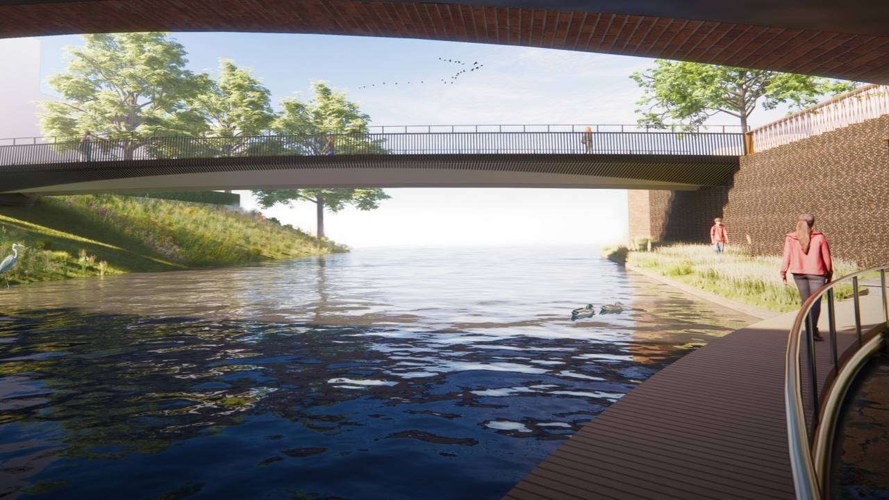 De nieuwe brug vanaf het water (foto: gemeente 's-Hertogenbosch).
