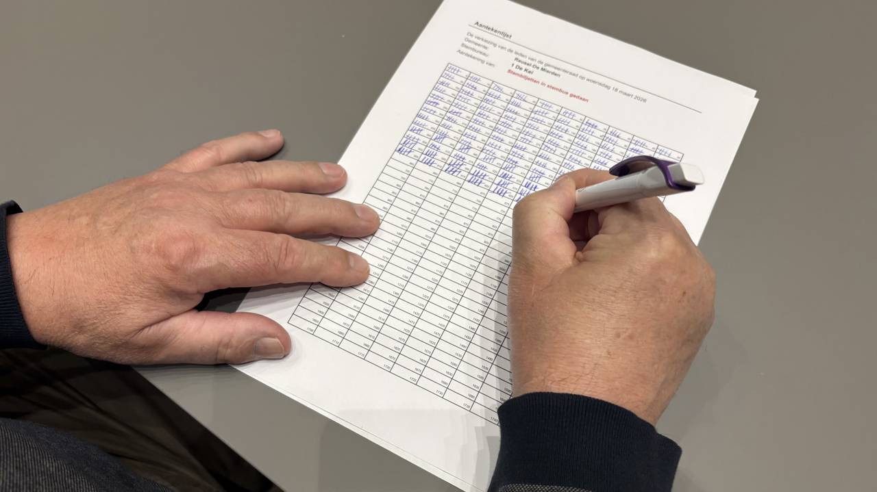 De handen van stemmenturver Piet (foto: Karin Kamp/Omroep Brabant).