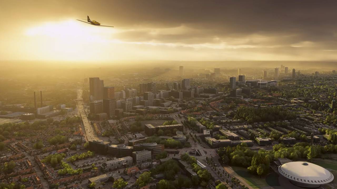 Eindhoven van boven in Microsoft Flight Simulator (foto: Microsoft).