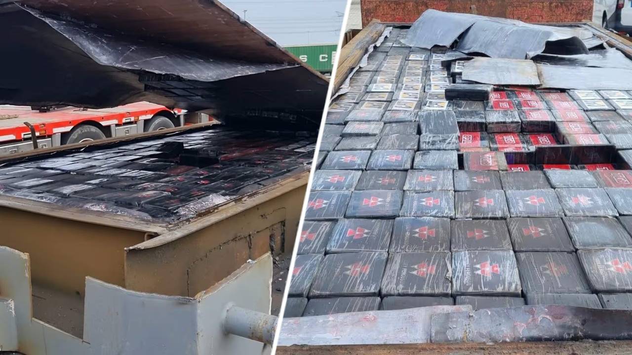 De drugs werden verstopt in een vrachtwagen, die in de loods in Klundert stond (foto: Openbaar Ministerie).