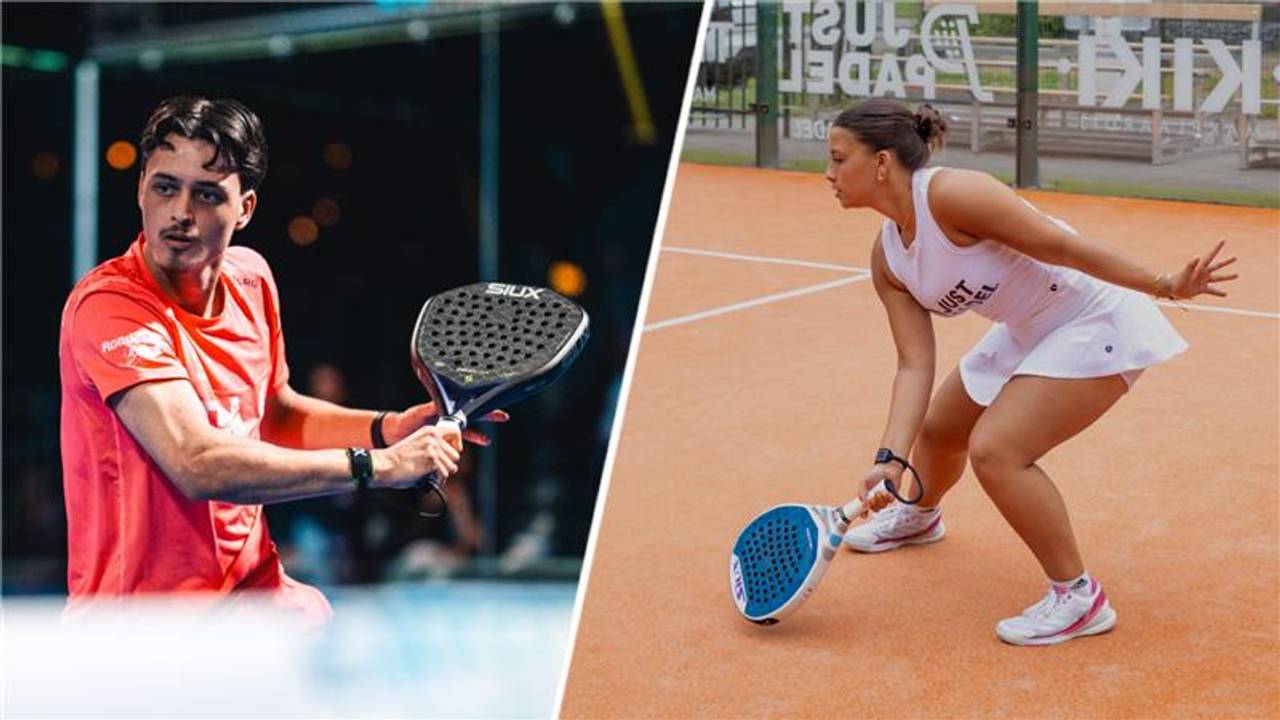 Tygho Schoonus (foto: Alyssa van Heyst, KNLTB Padel) en zijn zus Robyn.