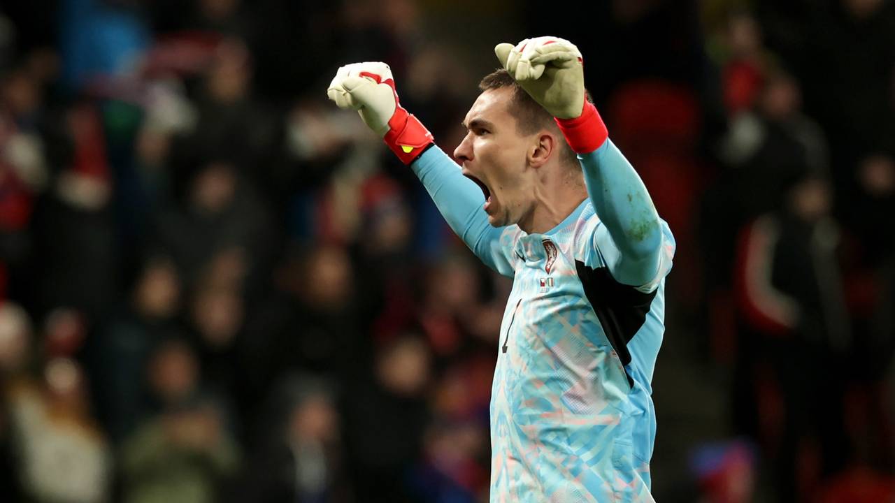 Matej Kovár viert de WK-plaatsing met zijn land Tsjechië (foto: ANP)