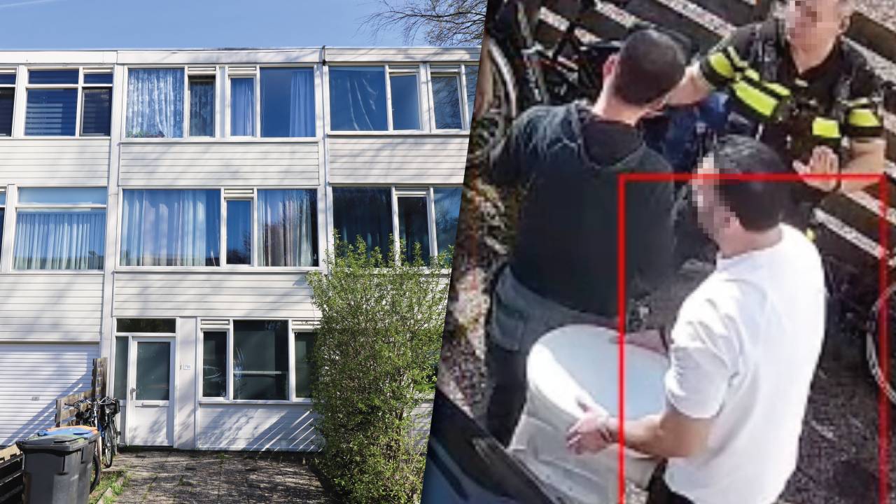 Bij een huis uit de Bachlaan wordt een toiletpot weggenomen (foto's: Woeste grond).